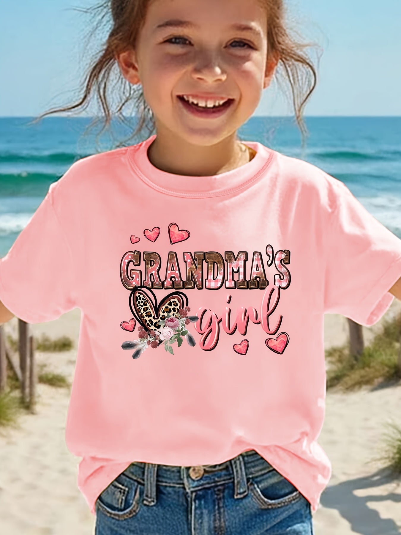 Summer Fashion Girls' Short Sleeve T-Shirt "GRANDMA's GIRL" Letter Print Casual Top NYDX4092