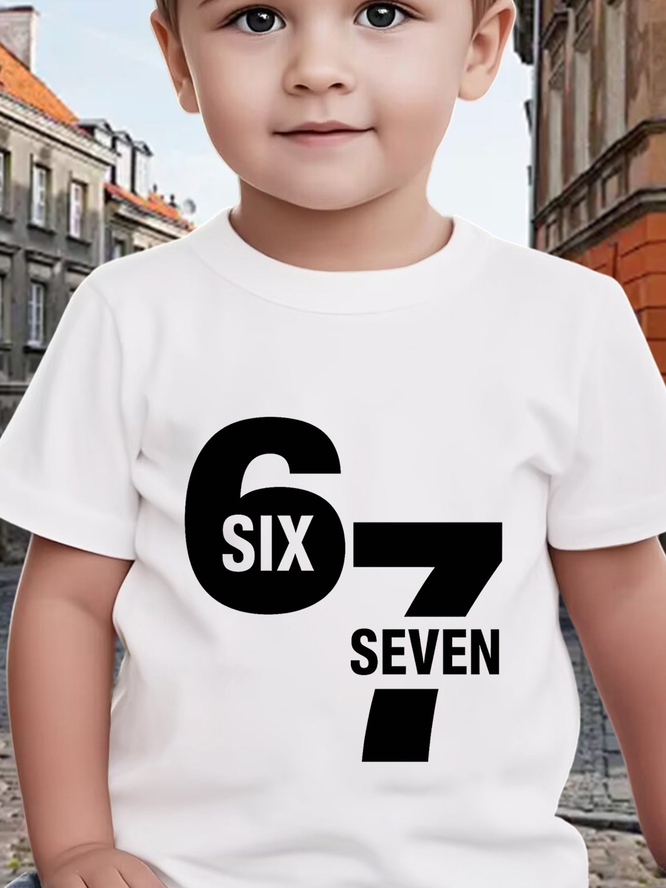 Fashionable O-Neck Short-Sleeve T-Shirt for Boys Featuring The Numbers 'Six Seven' 67, Perfect for Everyday Wear at Home Or During Holidays in Spring And Summer, Affordable for Toddlers