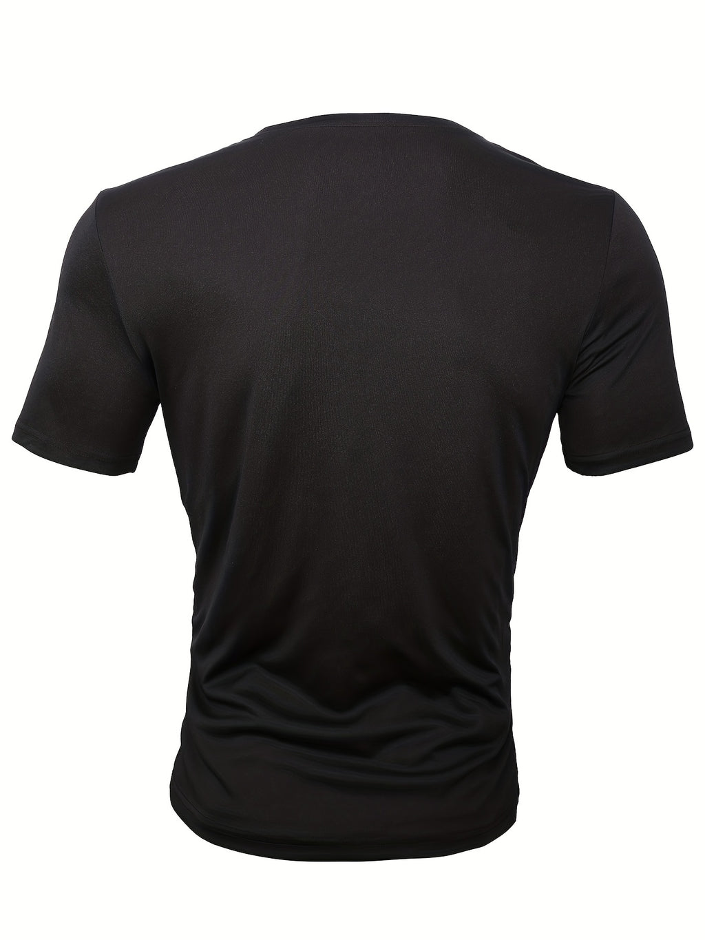 Men's Casual Short Sleeve T-Shirt - Round Neck, Soft Polyester Fabric, Geometric Black Line Design, Summer Style Tee for Casual Attire