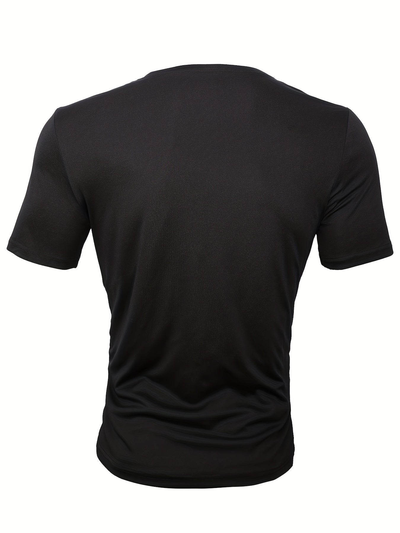 Men's Casual Short Sleeve T-Shirt - Round Neck, Soft Polyester Fabric, Geometric Black Line Design, Summer Style Tee for Casual Attire