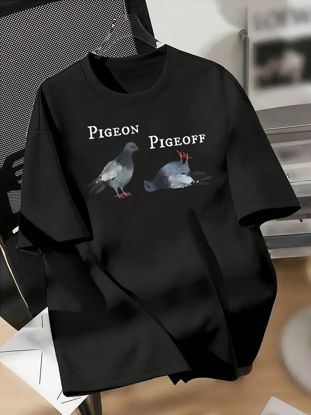 Pigeon State Dual Interest Graffiti American Trendy Brand Design Sense Letter Pattern Short Sleeve T-Shirt Unisex High Street Couple Clothes
