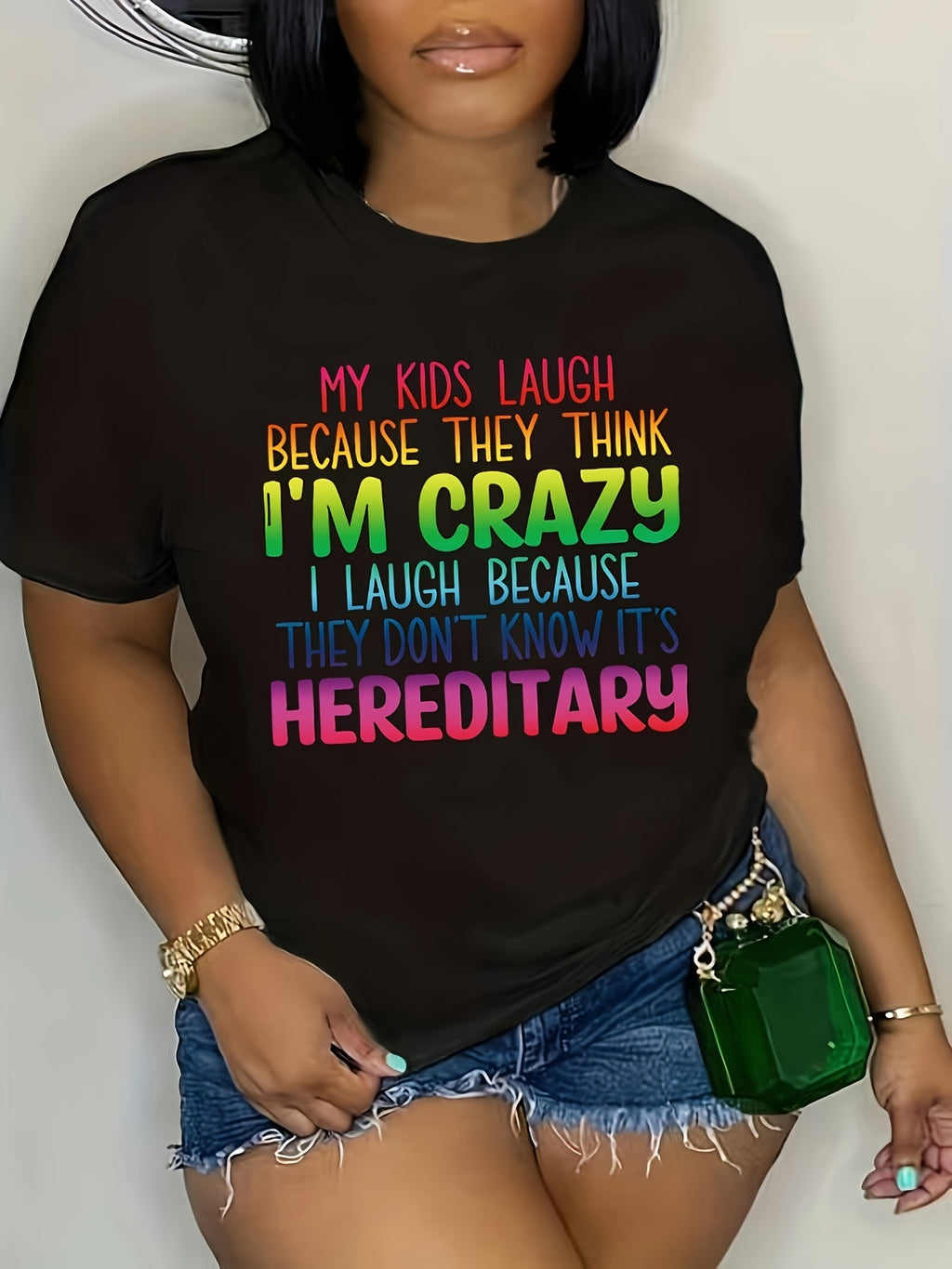 Plus Size, Women's Plus Size Casual S Short Sleeve T-Shirt