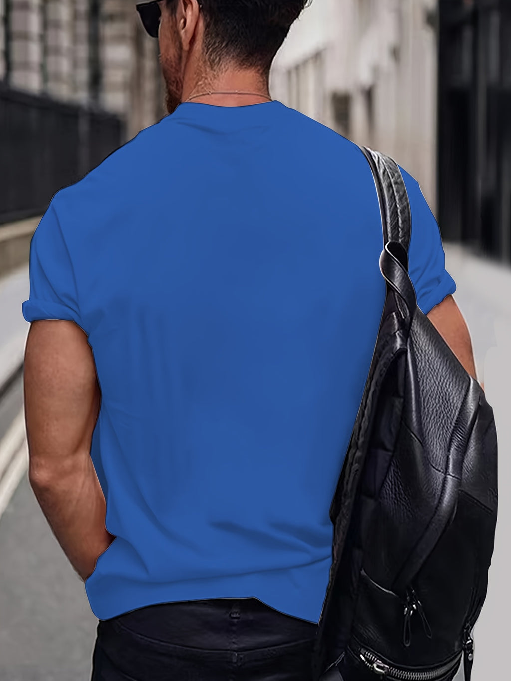 Men'S Short Sleeve Summer Casual 3D Print Pattern Round Neck Black T-Shirt Comfortable