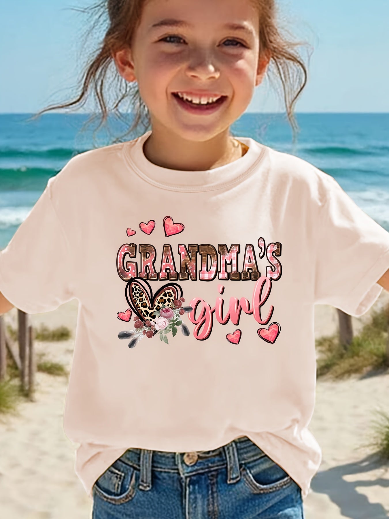 Summer Fashion Girls' Short Sleeve T-Shirt "GRANDMA's GIRL" Letter Print Casual Top NYDX4092