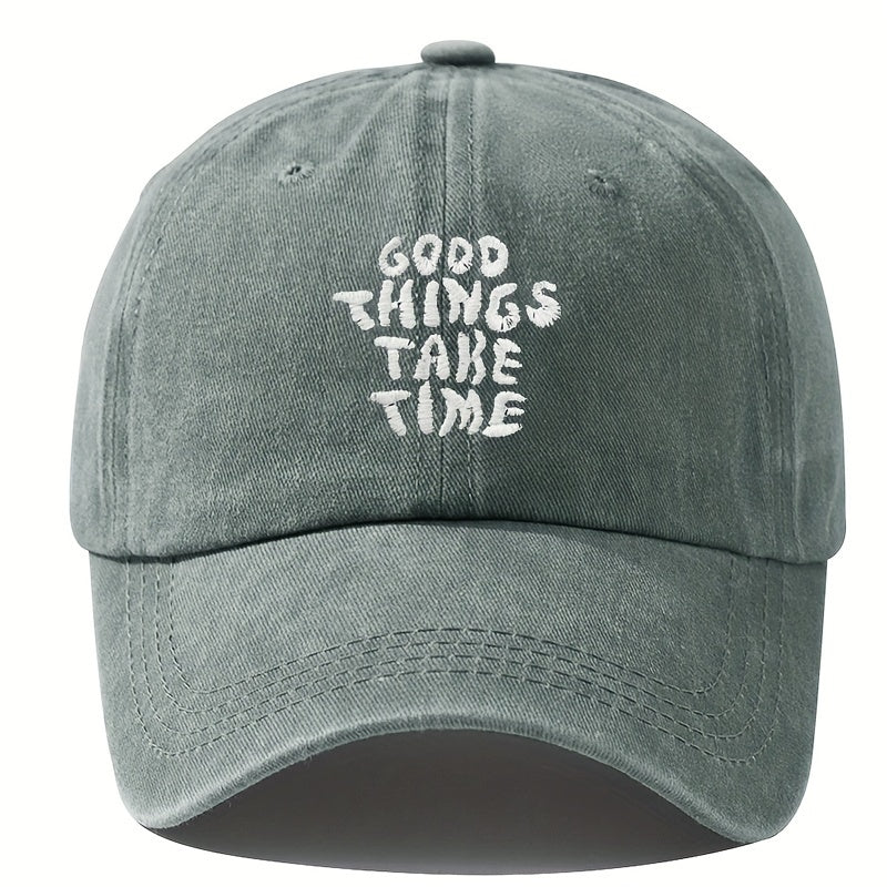 Embroidered Letter Washed Vintage Baseball Cap Unisex Adjustable Duckbill Hat Outdoor Travel Camping Sun Hat Party Hip-Hop Curved Brim Cap