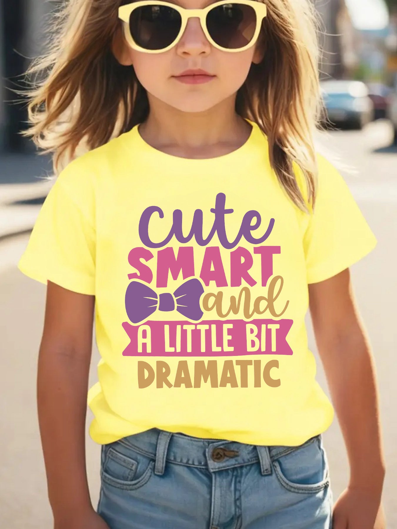 Summer Fashion Girls' Short Sleeve T-Shirt - Cute, Smart, and a Little Bit Dramatic Letter Print Casual Versatile Top NY-DX3236