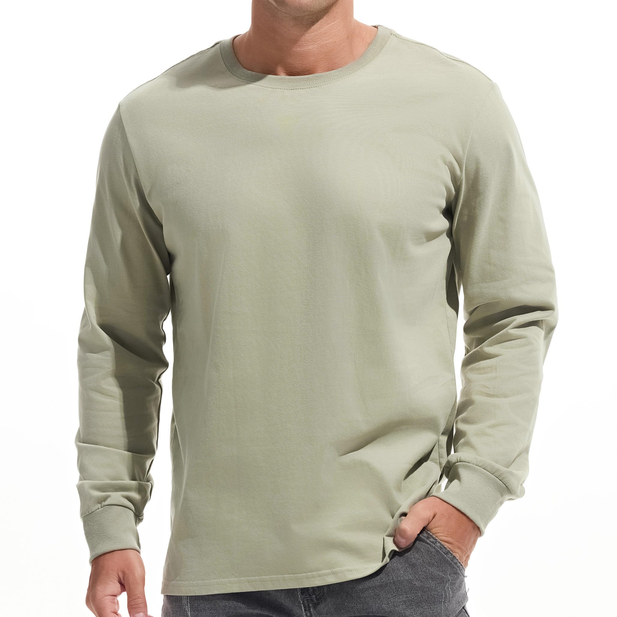 VEIISAR Men's Heavy Weight Crew Neck T-Shirt Mens Premium Cotton Tee - Pre Shrunk S-3XL