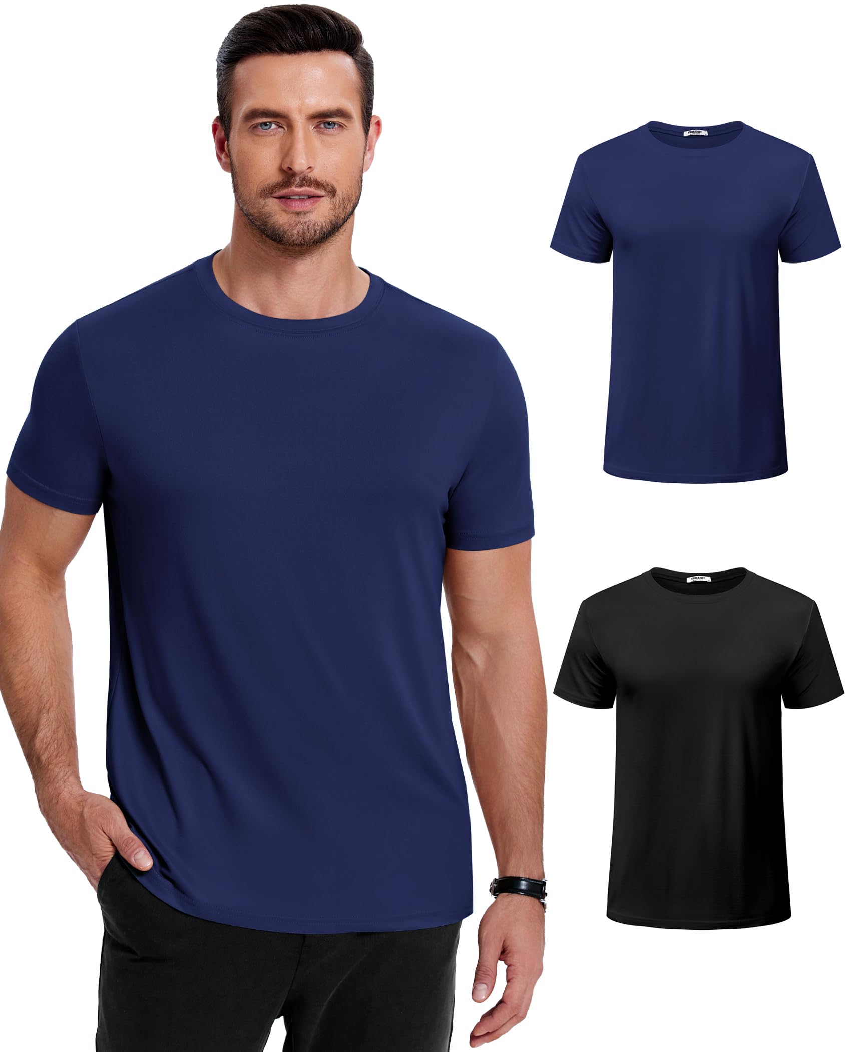 COOFANDY Men's Short Sleeve T-Shirts Crew Neck Casual Summer T Shirts 1-3 Pack Basic Tee Shirt