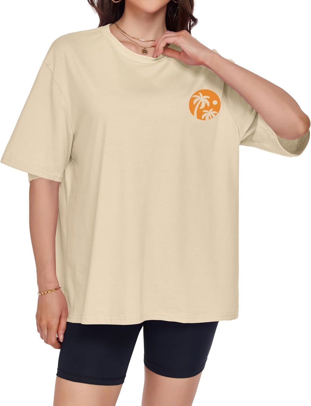 ADOREJOY Oversized Tshirts for Women Crewneck Summer Graphic Tees Short Sleeve Loose Basic Tops 2026