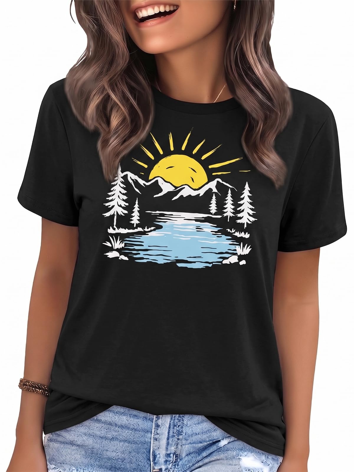 T Shirts for Women Summer Short Sleeve Crewneck Casual Cute Graphic Basic Tees Tops 2026