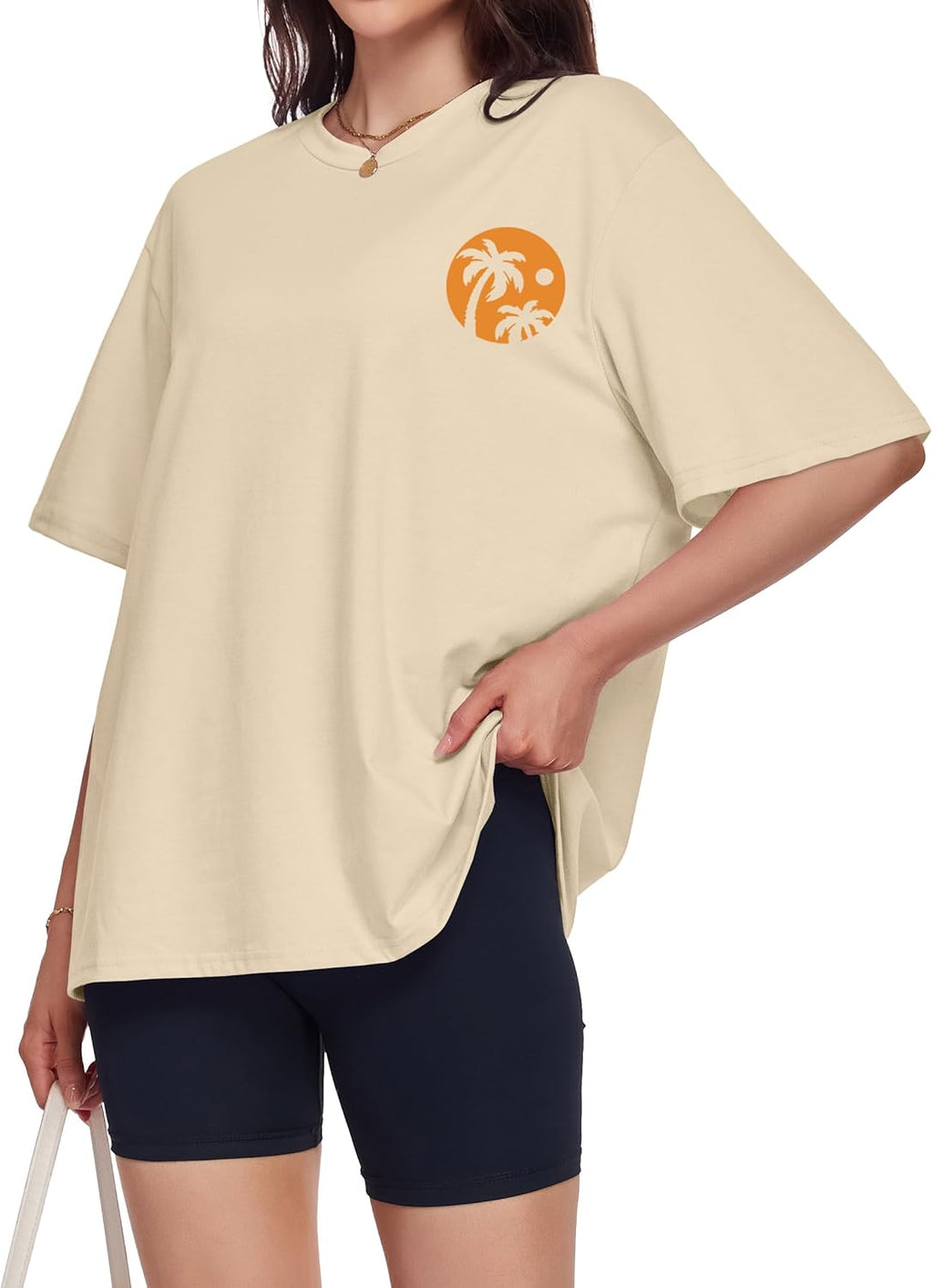 ADOREJOY Oversized Tshirts for Women Crewneck Summer Graphic Tees Short Sleeve Loose Basic Tops 2026