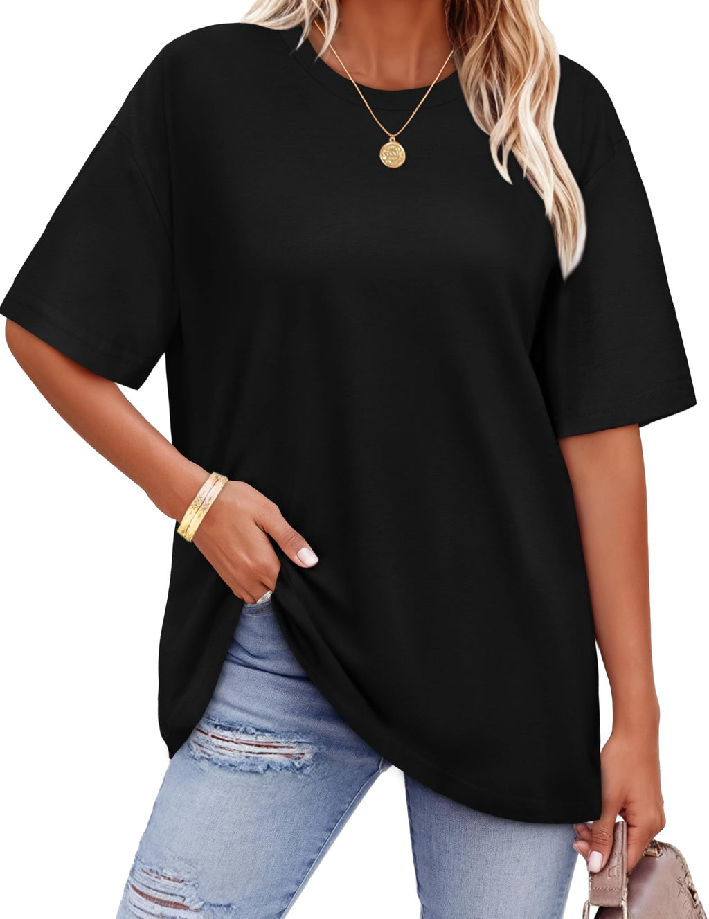 ADOREJOY Oversized Tshirts for Women Crewneck Summer Graphic Tees Short Sleeve Loose Basic Tops 2026