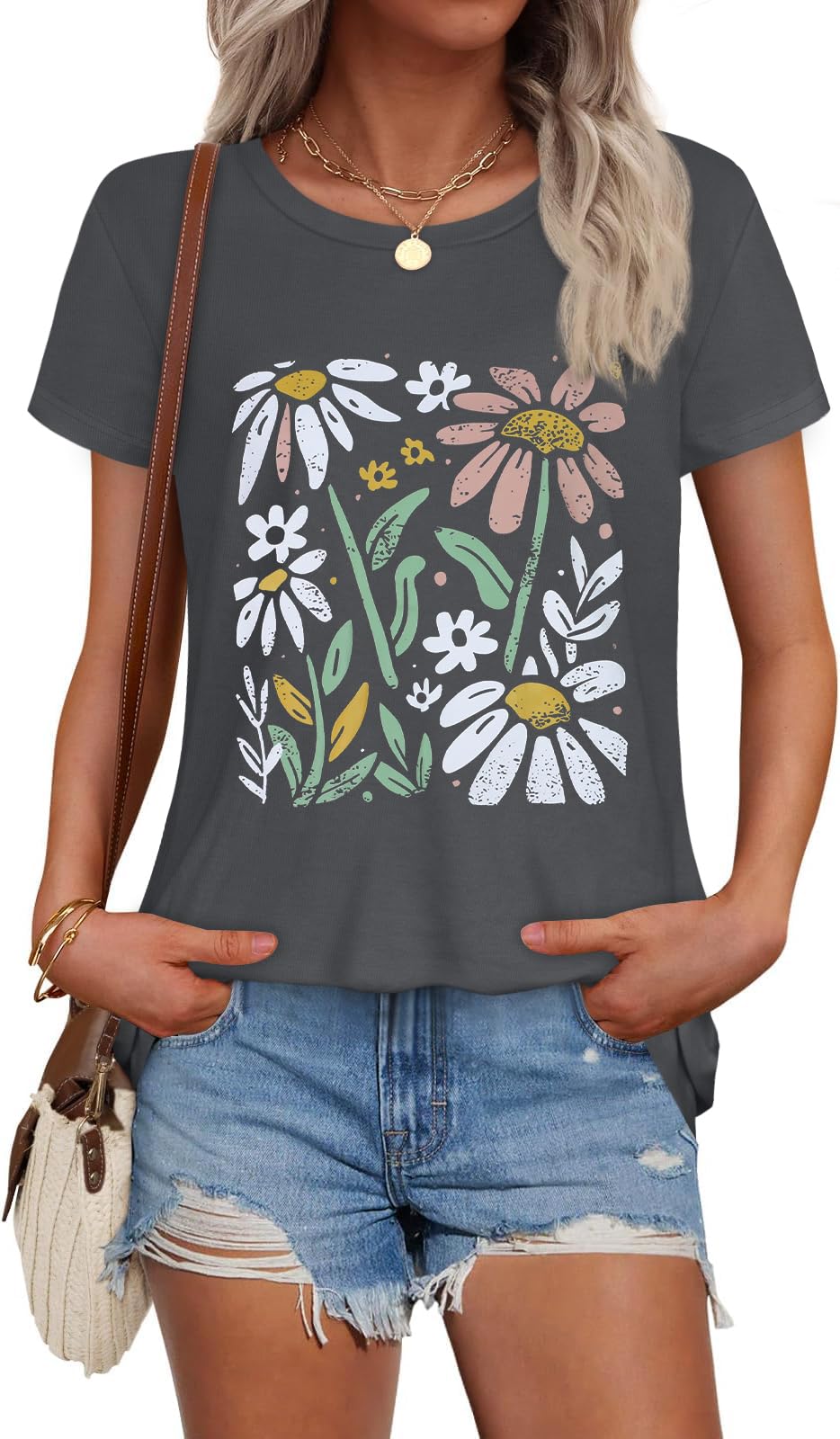 T Shirts for Women Summer Short Sleeve Crewneck Casual Cute Graphic Basic Tees Tops 2026