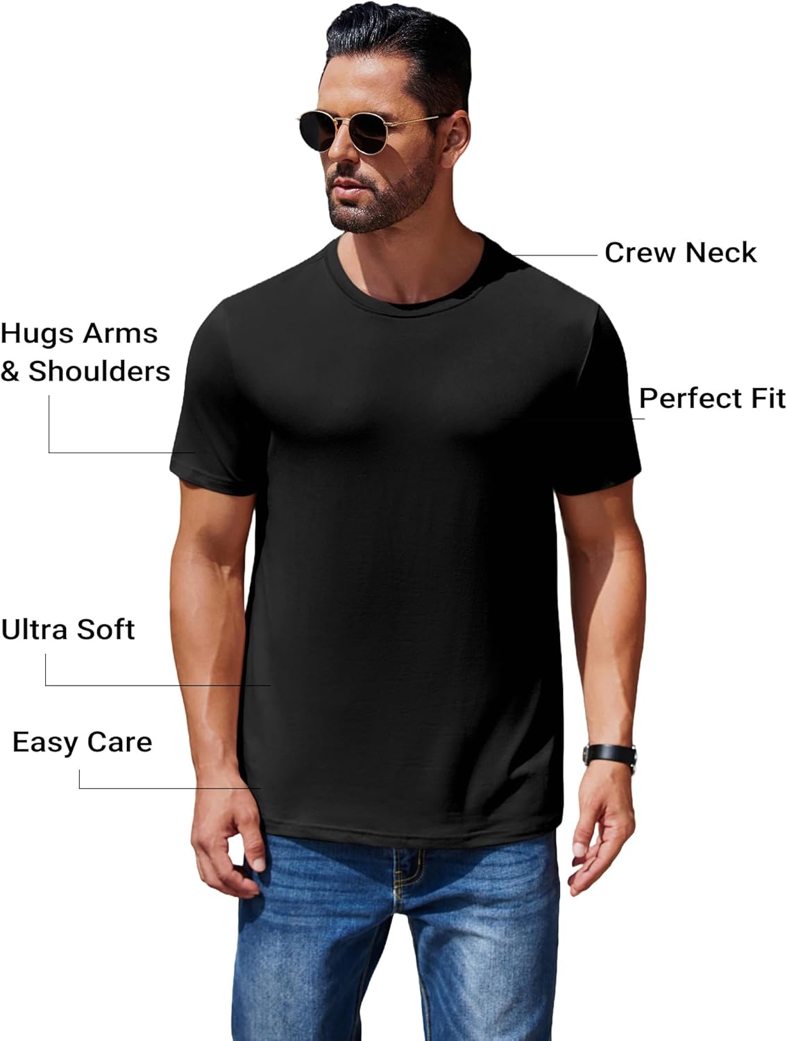 COOFANDY Men's Short Sleeve T-Shirts Crew Neck Casual Summer T Shirts 1-3 Pack Basic Tee Shirt