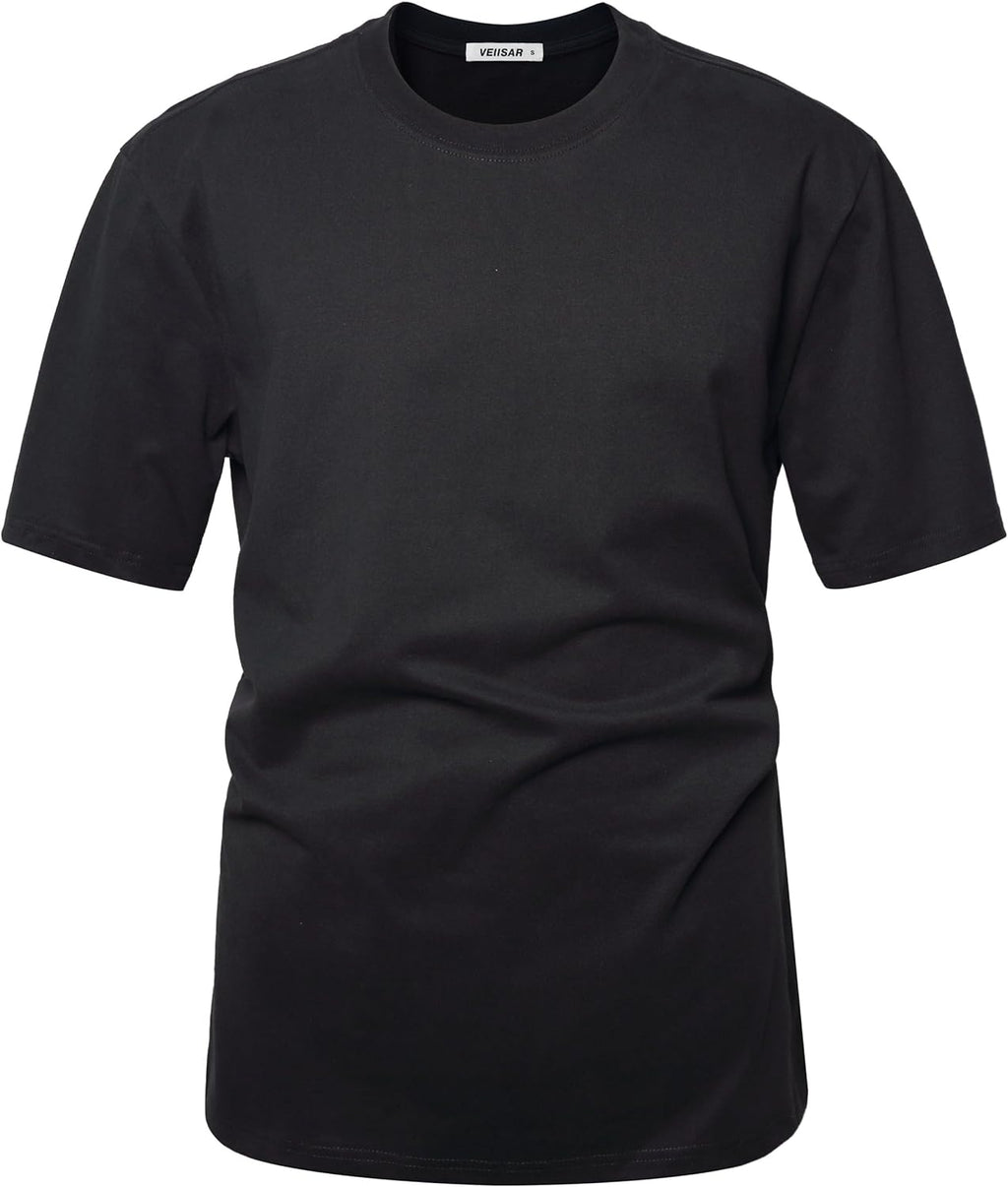 VEIISAR Men's Heavy Weight Crew Neck T-Shirt Mens Premium Cotton Tee - Pre Shrunk S-3XL