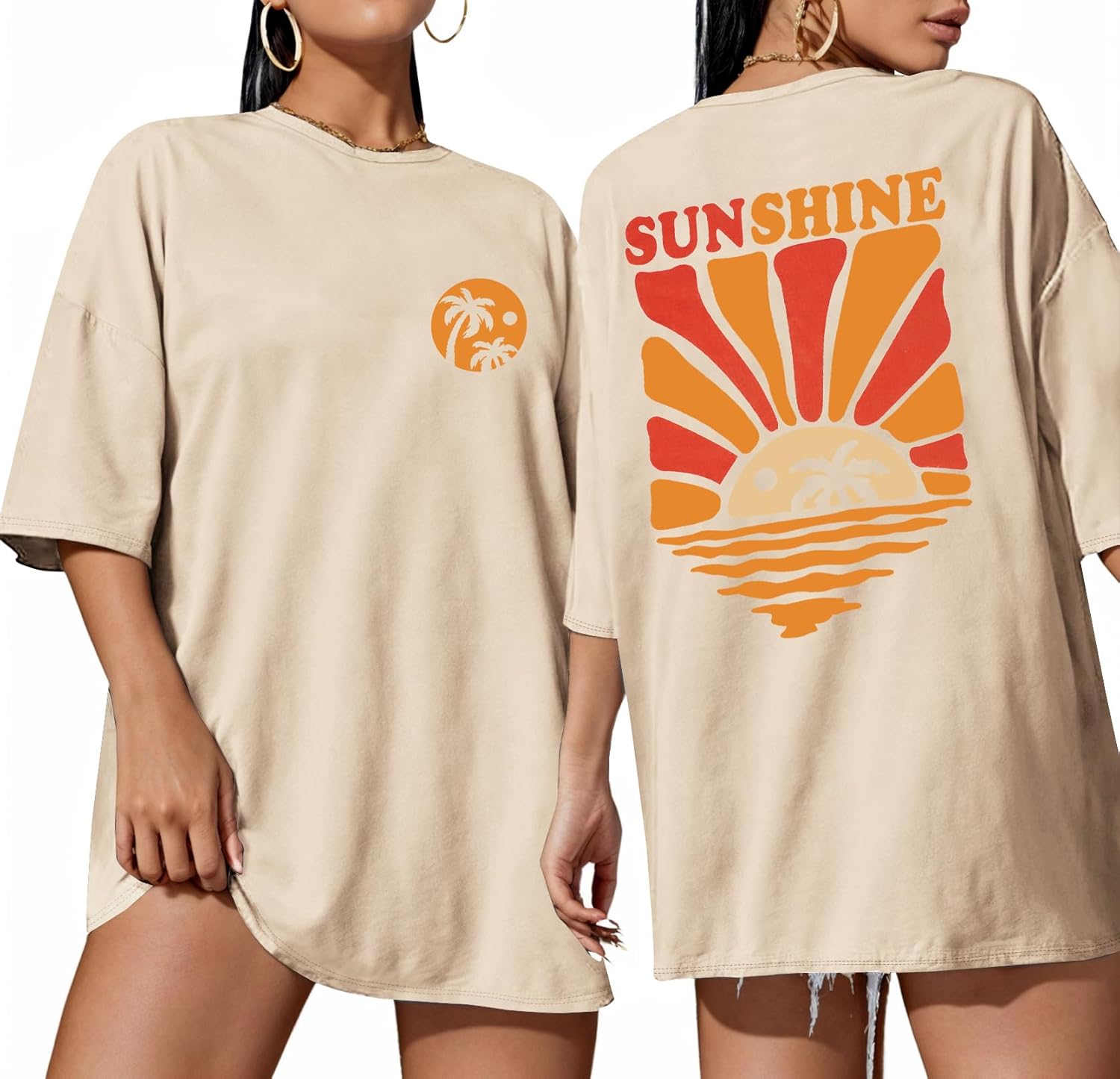 ADOREJOY Oversized Tshirts for Women Crewneck Summer Graphic Tees Short Sleeve Loose Basic Tops 2026