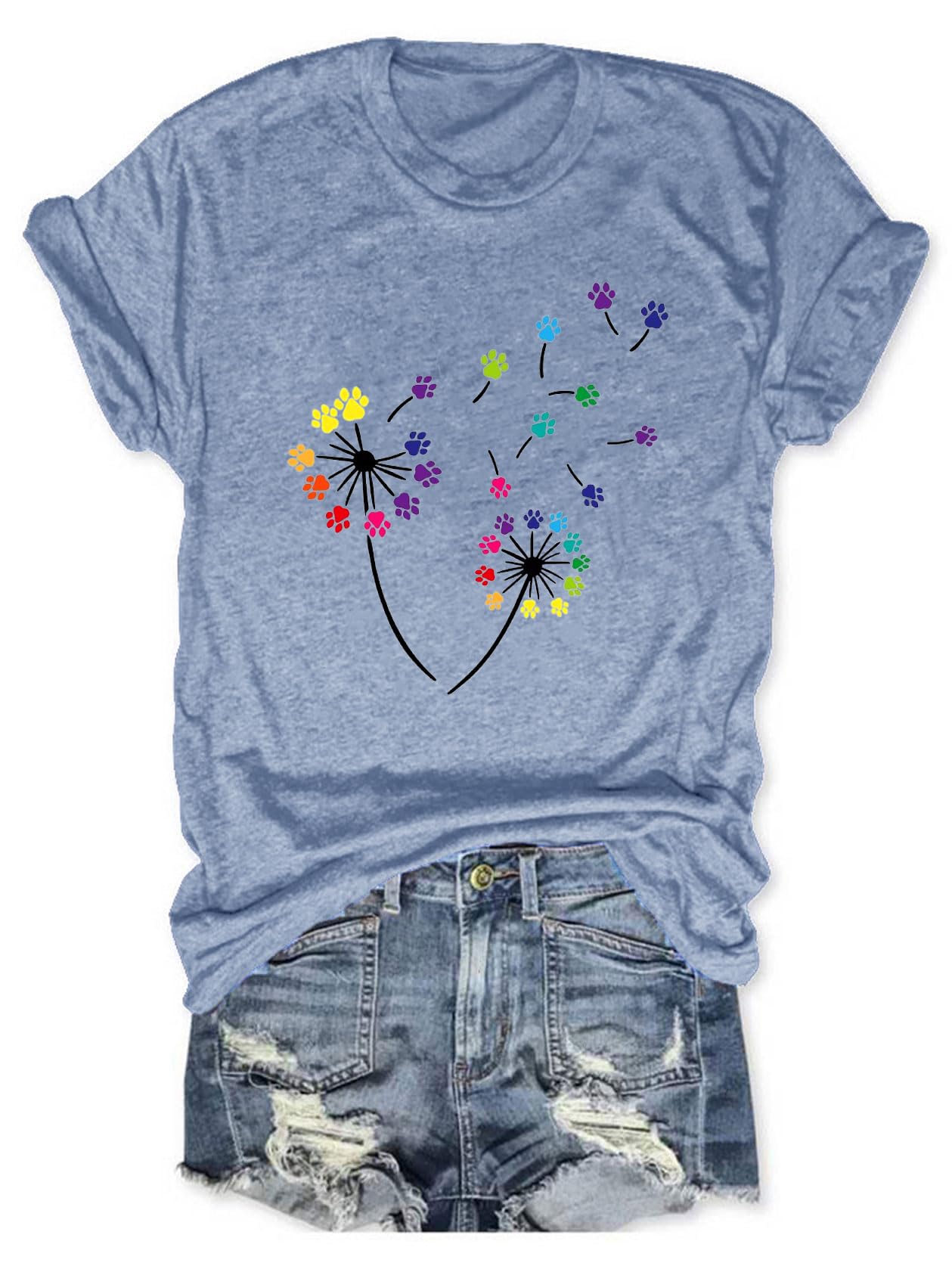 Womens Dandelion T Shirts Sunflower Graphic Casual Tees Short Sleeve Tops