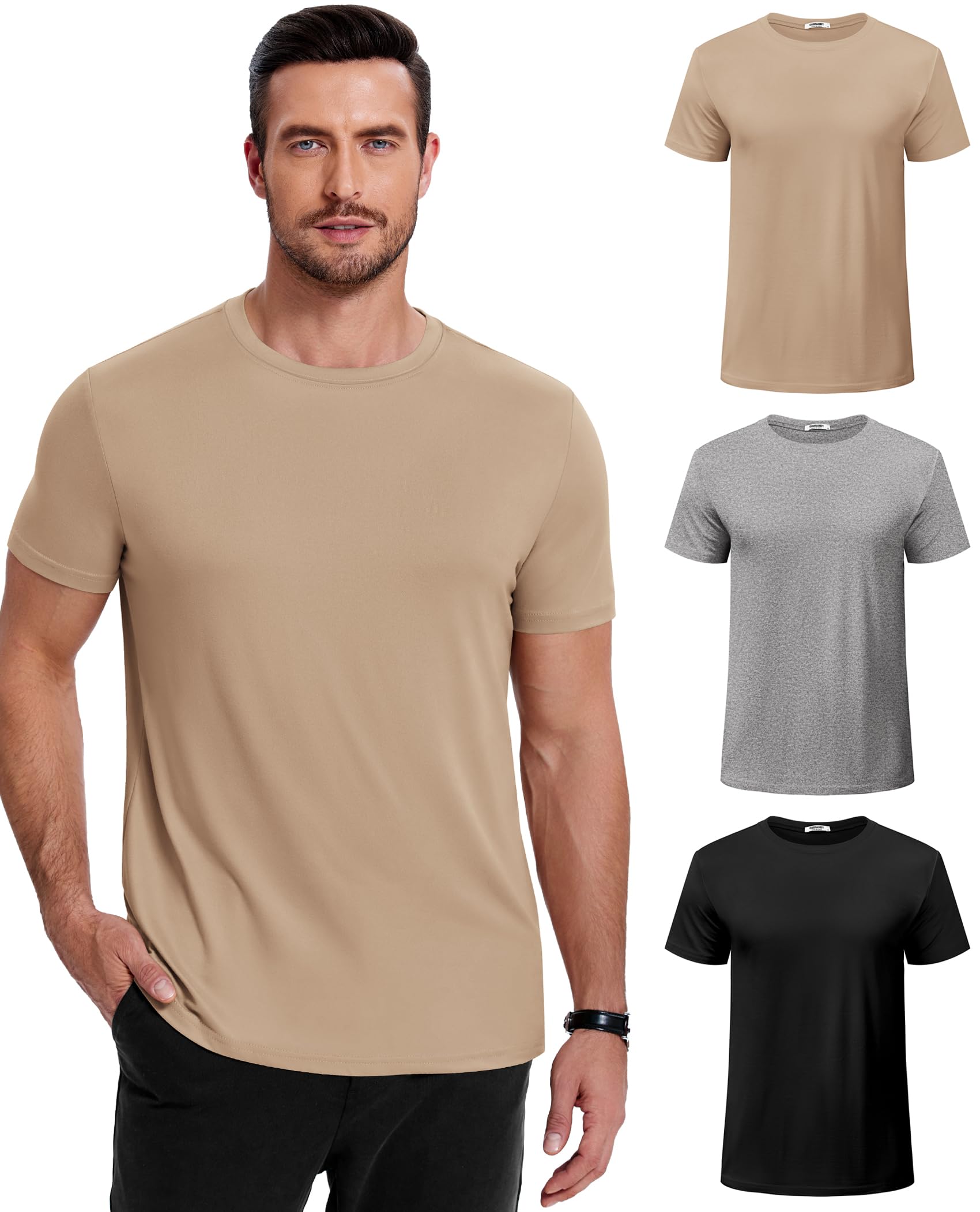 COOFANDY Men's Short Sleeve T-Shirts Crew Neck Casual Summer T Shirts 1-3 Pack Basic Tee Shirt