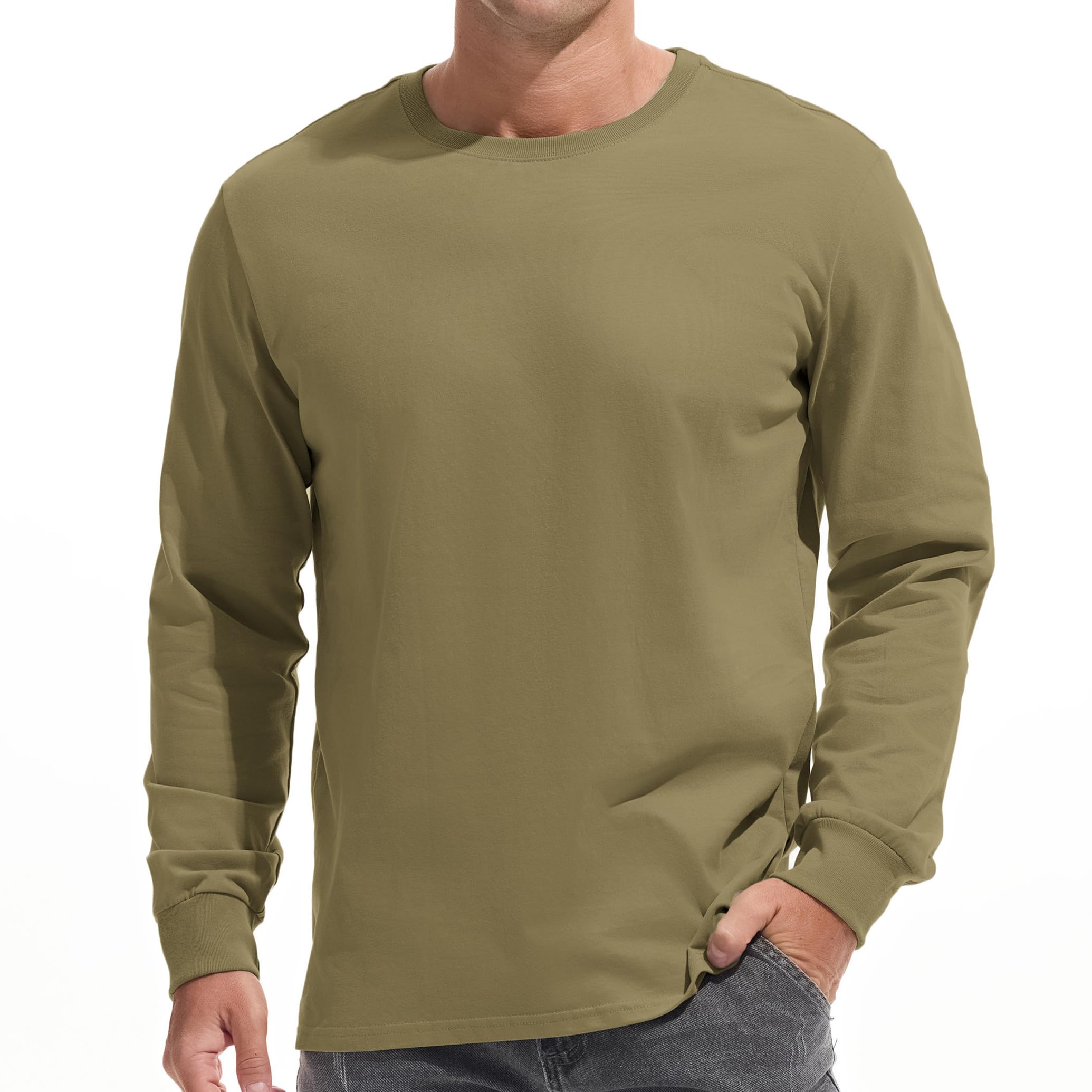 VEIISAR Men's Heavy Weight Crew Neck T-Shirt Mens Premium Cotton Tee - Pre Shrunk S-3XL