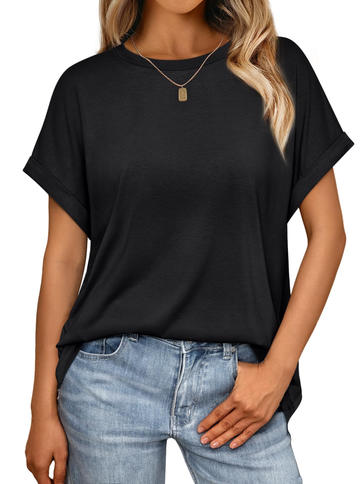AUTOMET Women's Oversized Short Sleeve T Shirts Casual Summer Everyday Tops