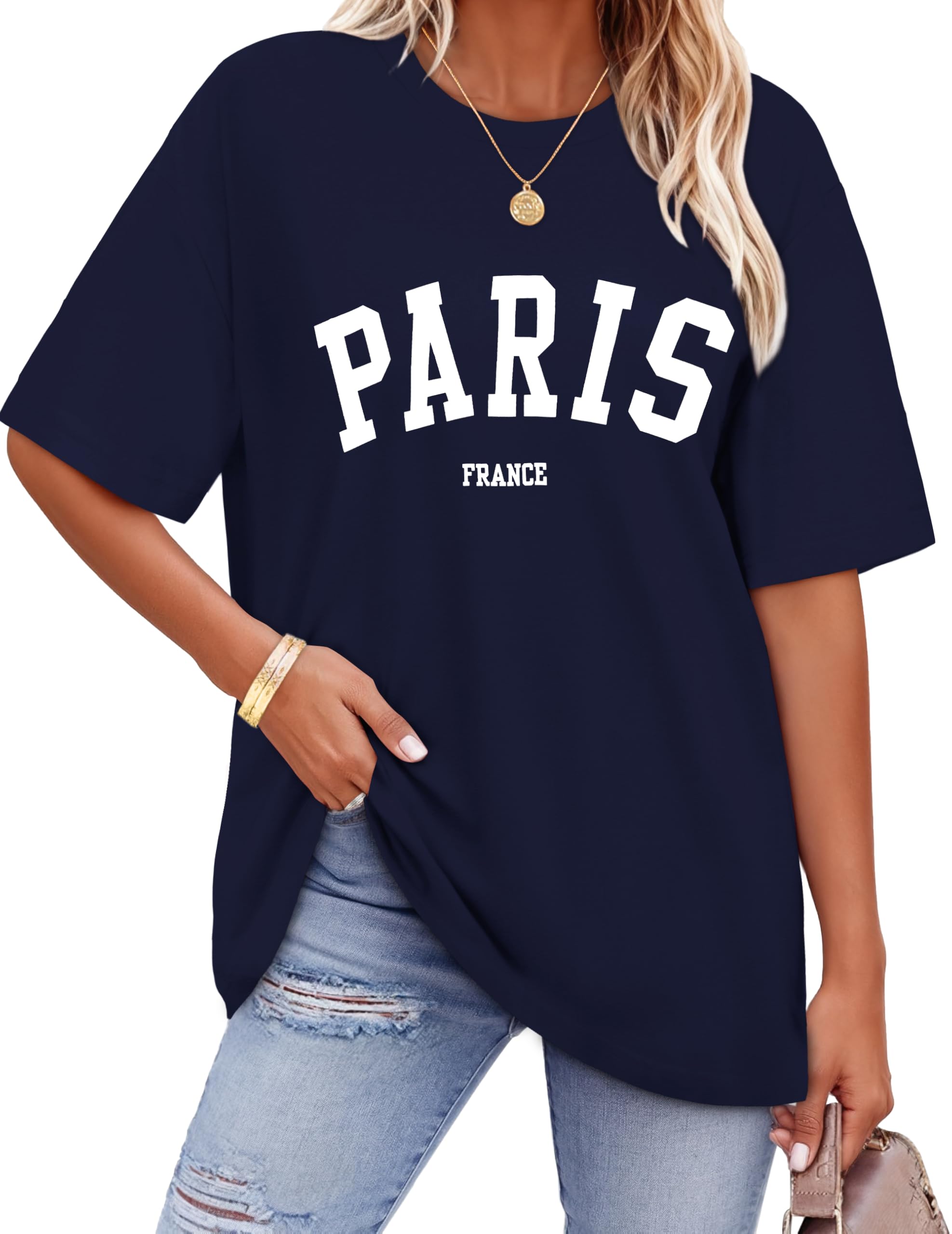 ADOREJOY Oversized Tshirts for Women Crewneck Summer Graphic Tees Short Sleeve Loose Basic Tops 2026