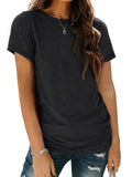 AUTOMET Women's Casual Shirt Soft Short Sleeve Round Neck Spring Summer Tops