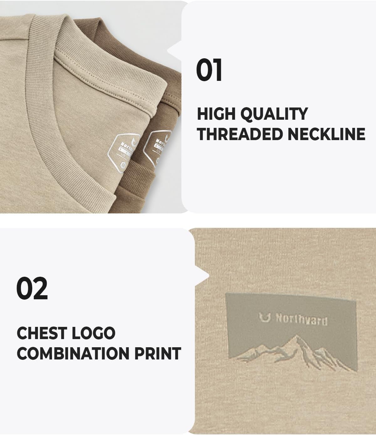 NORTHYARD Men's Heavyweight Cotton T-Shirts Casual Crewneck Short Sleeve Graphic Shirts for Men