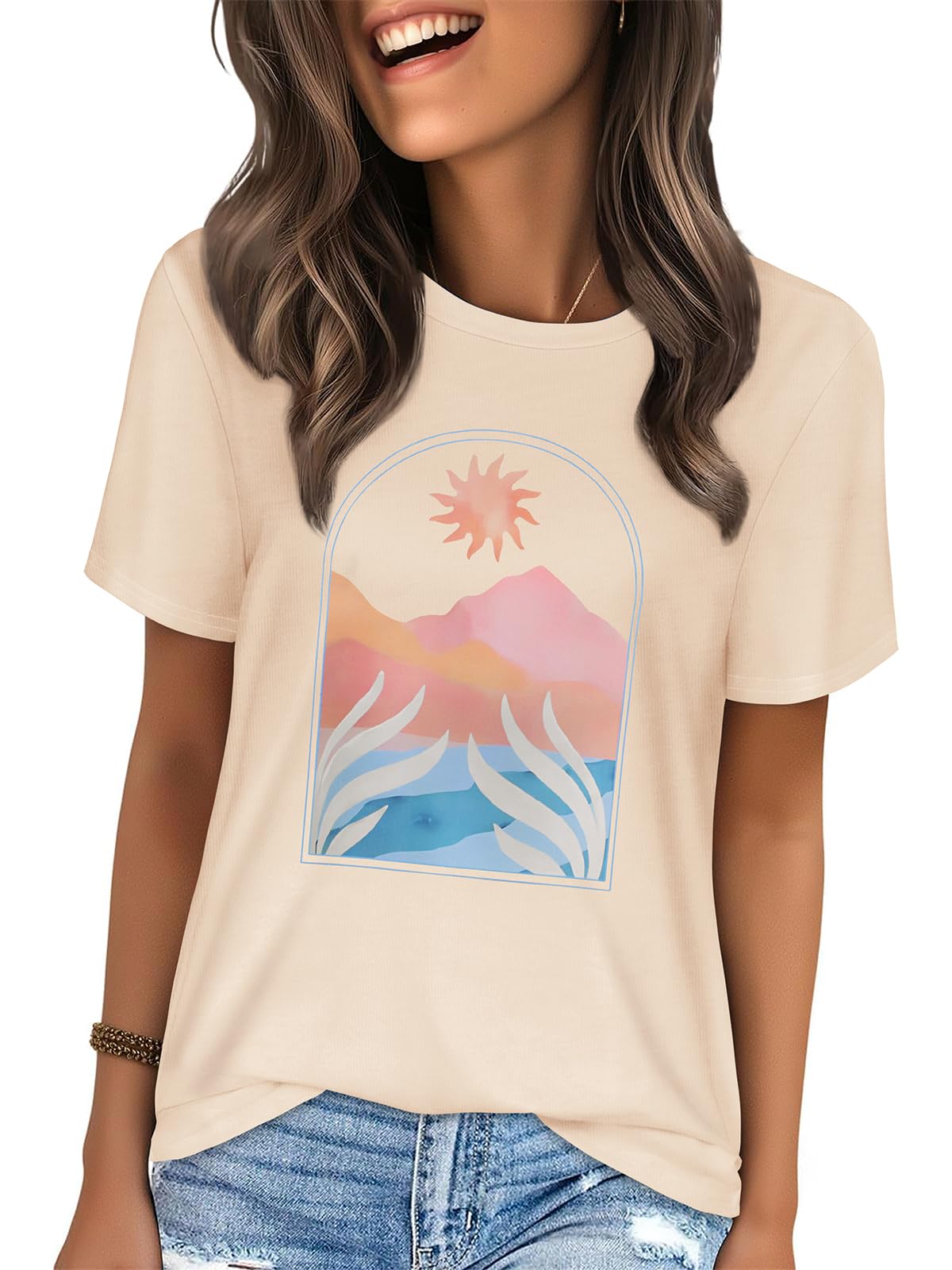 T Shirts for Women Summer Short Sleeve Crewneck Casual Cute Graphic Basic Tees Tops 2026