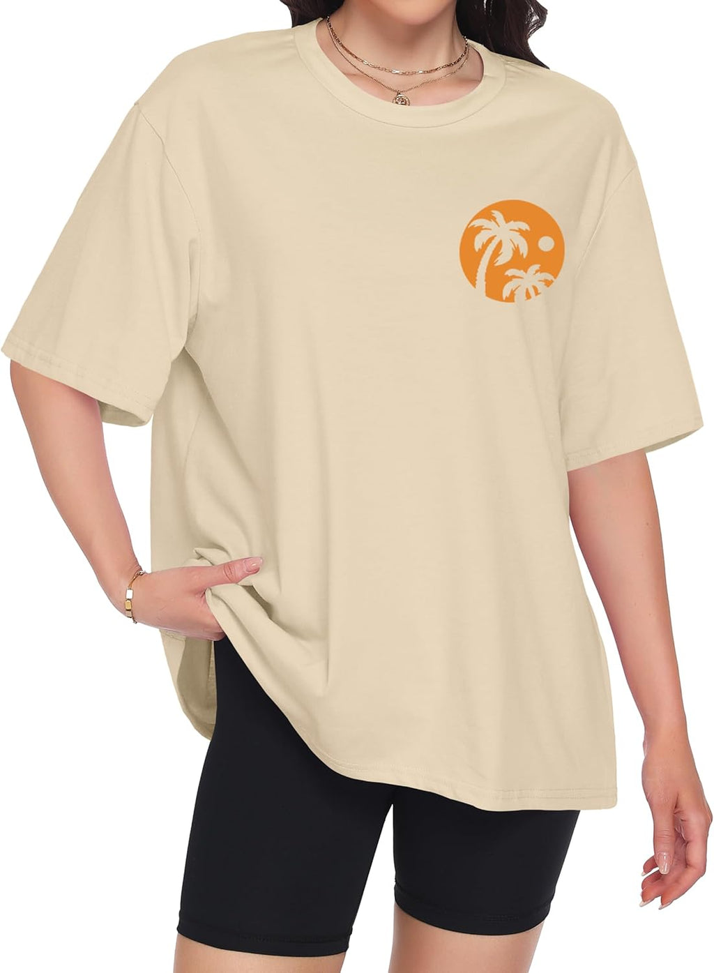 ADOREJOY Oversized Tshirts for Women Crewneck Summer Graphic Tees Short Sleeve Loose Basic Tops 2026