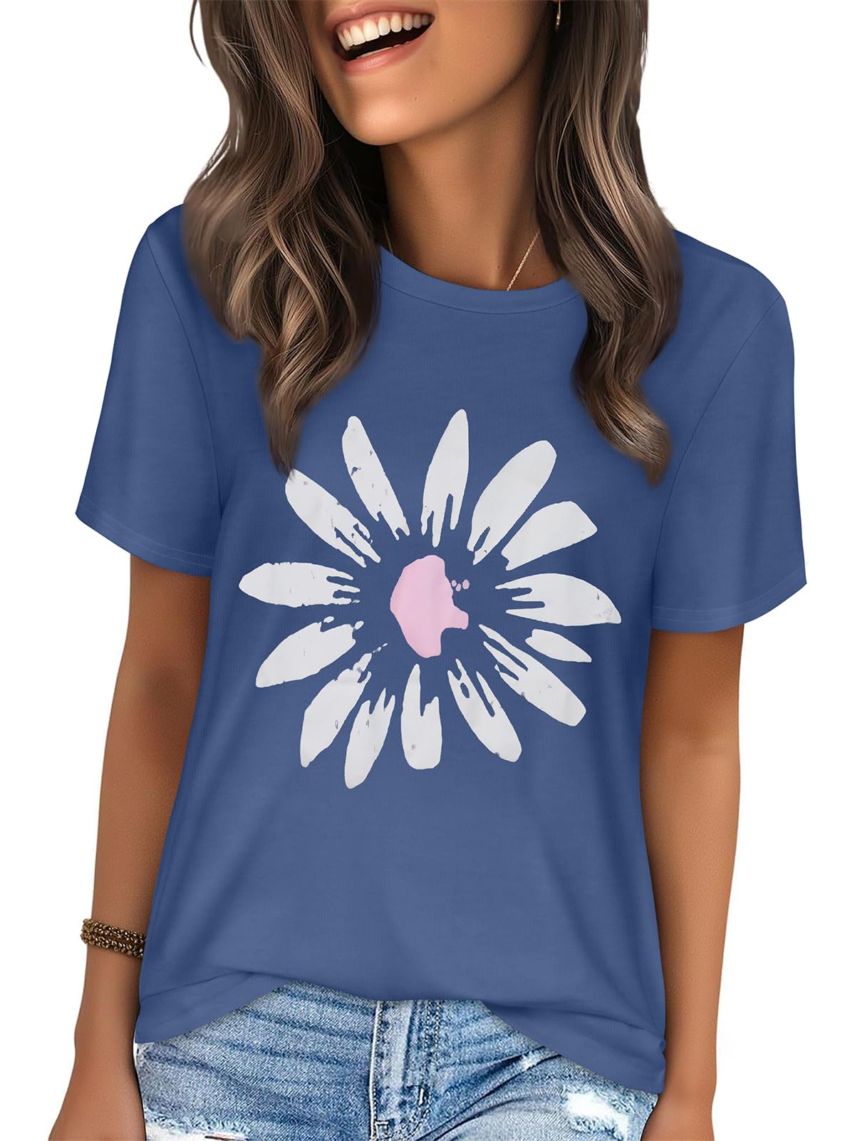 T Shirts for Women Summer Short Sleeve Crewneck Casual Cute Graphic Basic Tees Tops 2026