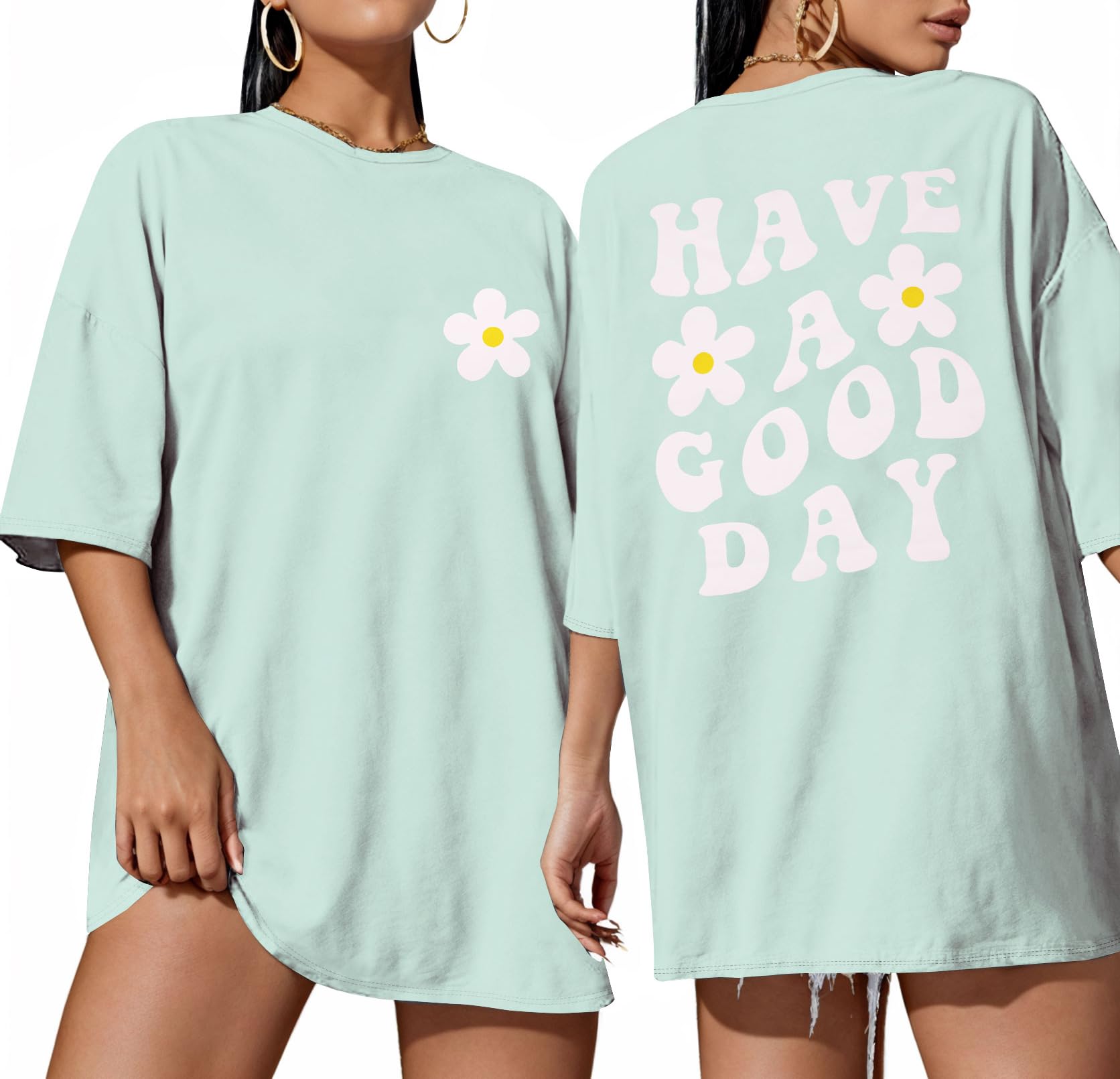 ADOREJOY Oversized Tshirts for Women Crewneck Summer Graphic Tees Short Sleeve Loose Basic Tops 2026