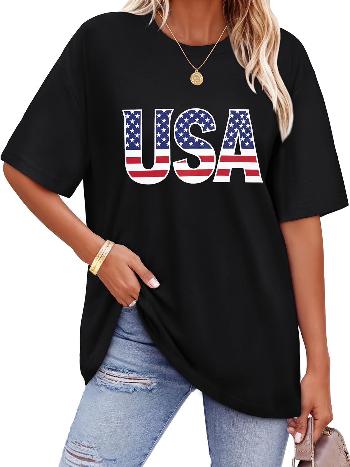 ADOREJOY Oversized Tshirts for Women Crewneck Summer Graphic Tees Short Sleeve Loose Basic Tops 2026