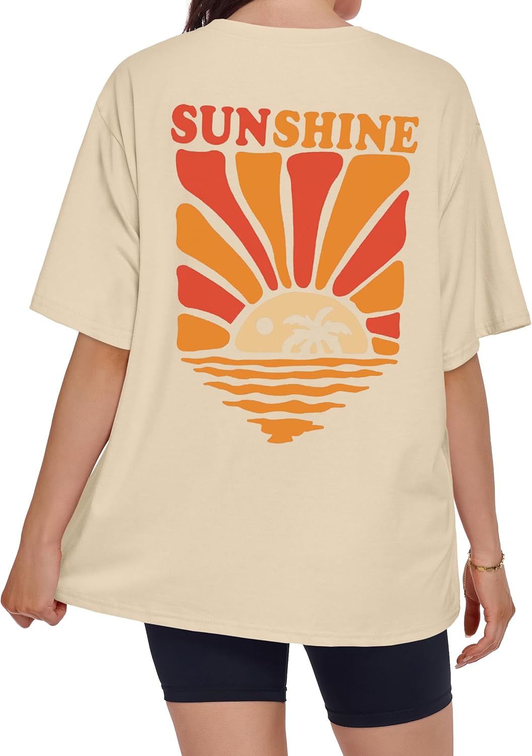 ADOREJOY Oversized Tshirts for Women Crewneck Summer Graphic Tees Short Sleeve Loose Basic Tops 2026