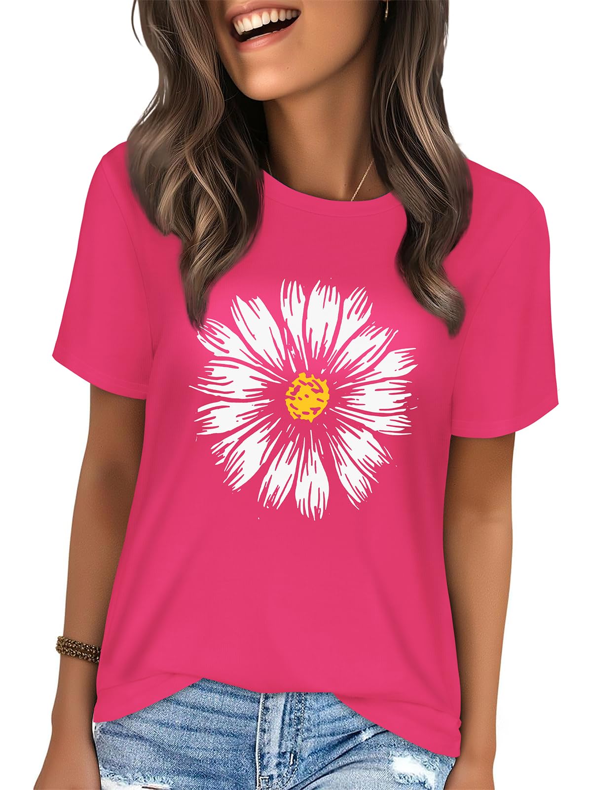 T Shirts for Women Summer Short Sleeve Crewneck Casual Cute Graphic Basic Tees Tops 2026