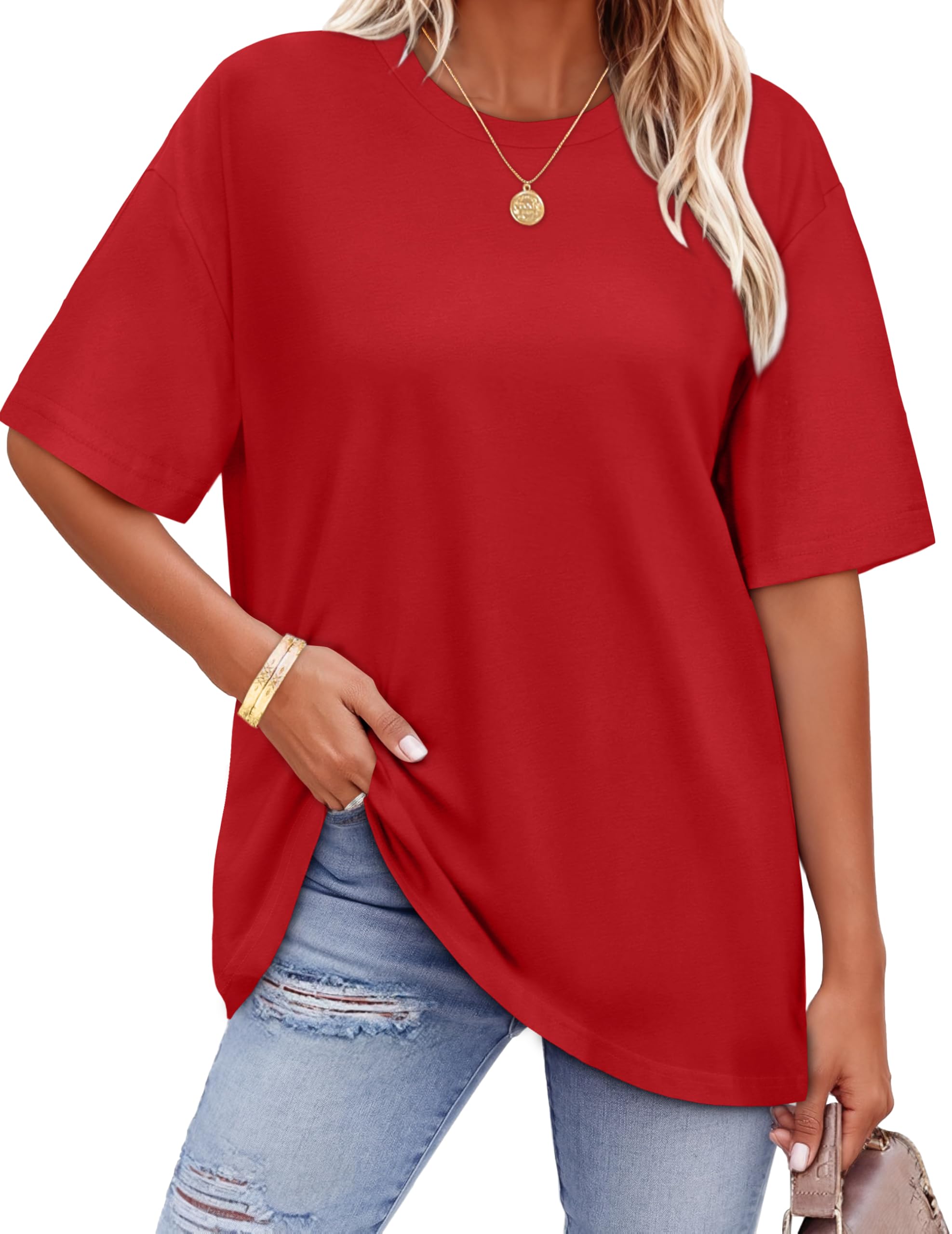 ADOREJOY Oversized Tshirts for Women Crewneck Summer Graphic Tees Short Sleeve Loose Basic Tops 2026