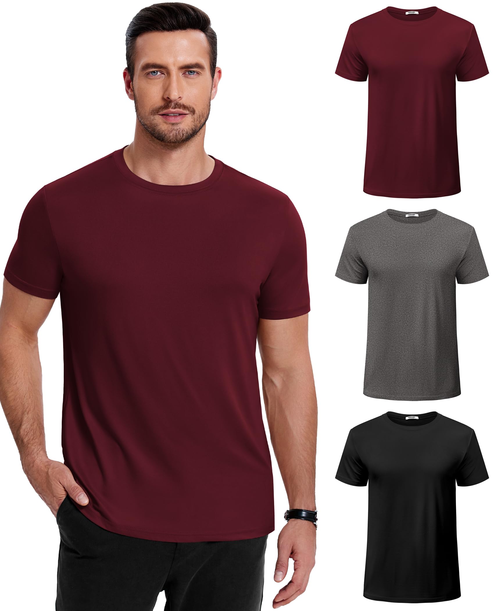 COOFANDY Men's Short Sleeve T-Shirts Crew Neck Casual Summer T Shirts 1-3 Pack Basic Tee Shirt