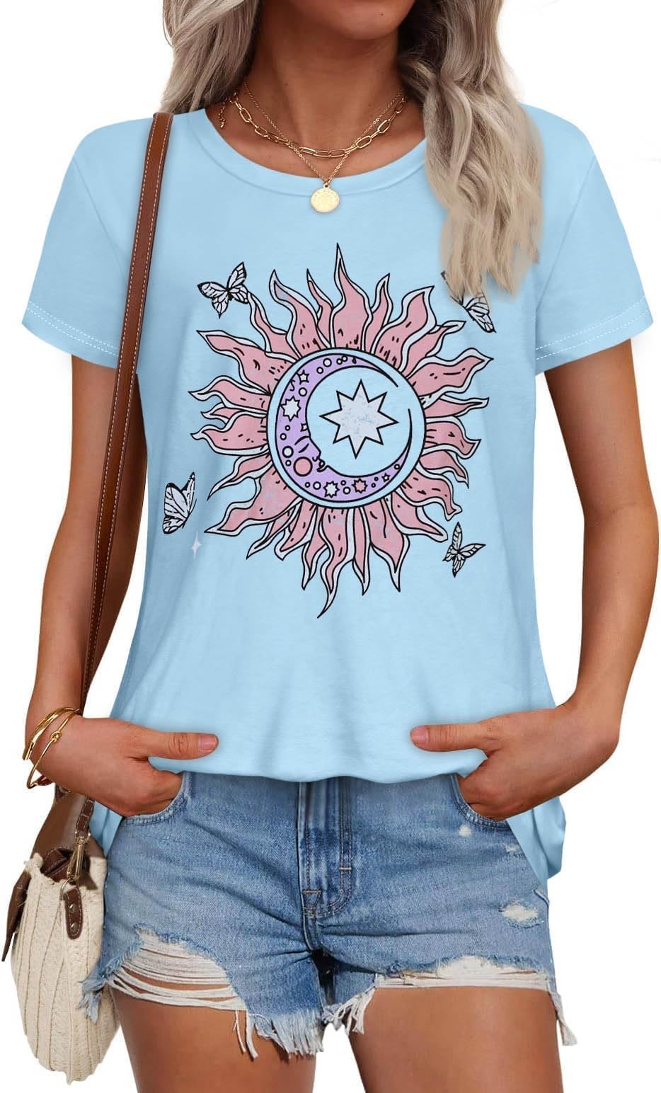 T Shirts for Women Summer Short Sleeve Crewneck Casual Cute Graphic Basic Tees Tops 2026