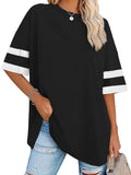 rosemia Oversized Tshirts for Women Summer Short Sleeve Round Neck Graphic Tee Shirt