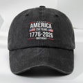 Patriotic 250th Anniversary Baseball Cap - Adjustable Snapback, Lightweight & Breathable Polyester, Black with Red, White & Blue American Flag Design, Perfect for Outdoor Travel, Camping & Casual Wear, Camping Accessories, America Flag, Hat For Men