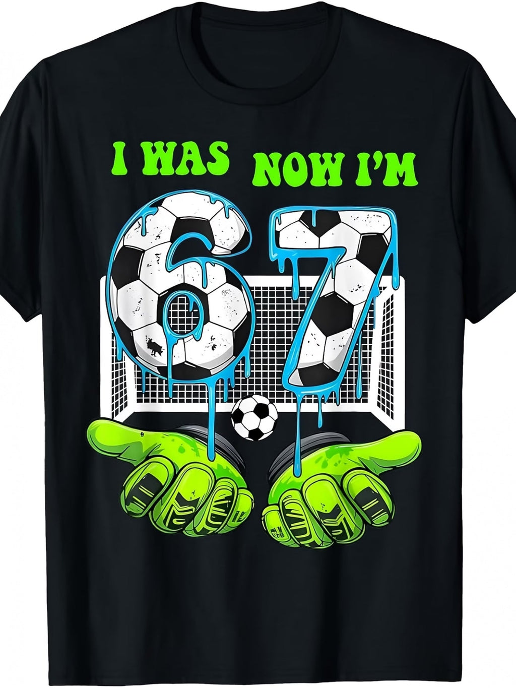 I Was 6, Now I'm 7 Birthday Boy 67 Soccer Style 7th Birthday T-Shirt Comfortable Boys' and Girls' Short Sleeve Spring/Summer Play Style Soccer  Fan Gift for Boys