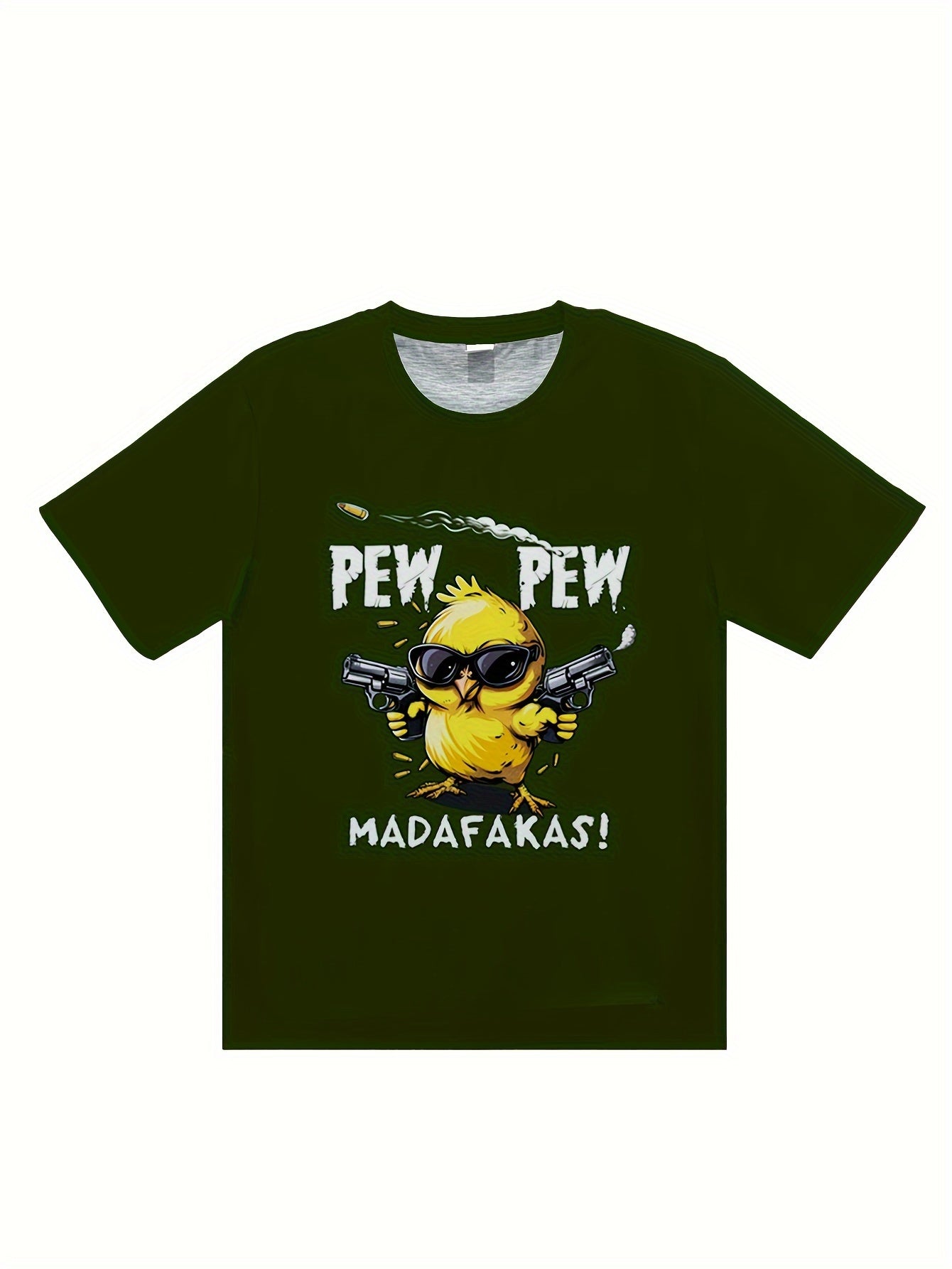Men's Cool Chick PEW PEW Print T-Shirt Summer Casual Round Neck Short Sleeve Outdoor TopsPrint T-Shirt Summer Casual Round Neck Short Sleeve Outdoor Tops