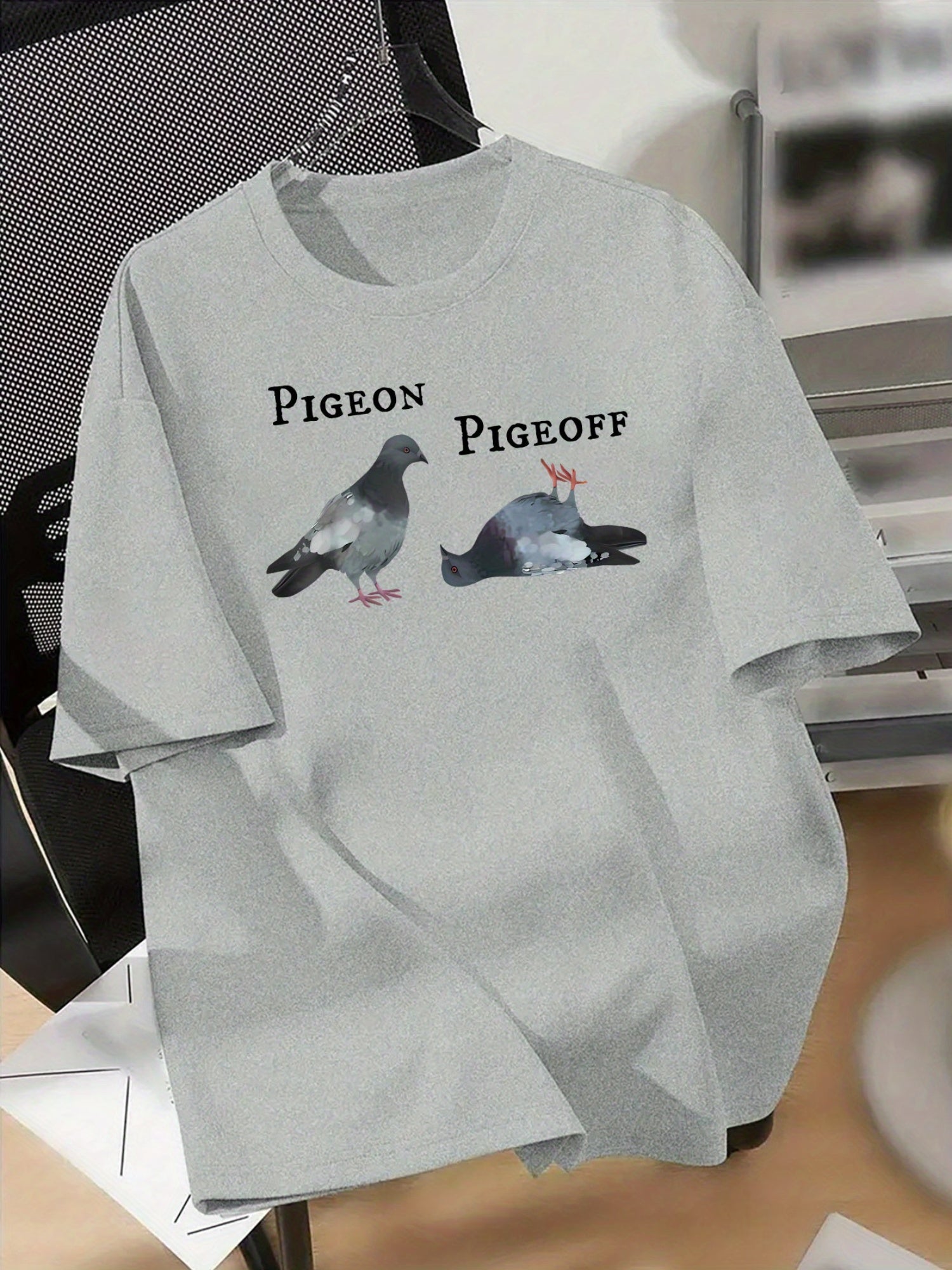 Pigeon State Dual Interest Graffiti American Trendy Brand Design Sense Letter Pattern Short Sleeve T-Shirt Unisex High Street Couple Clothes