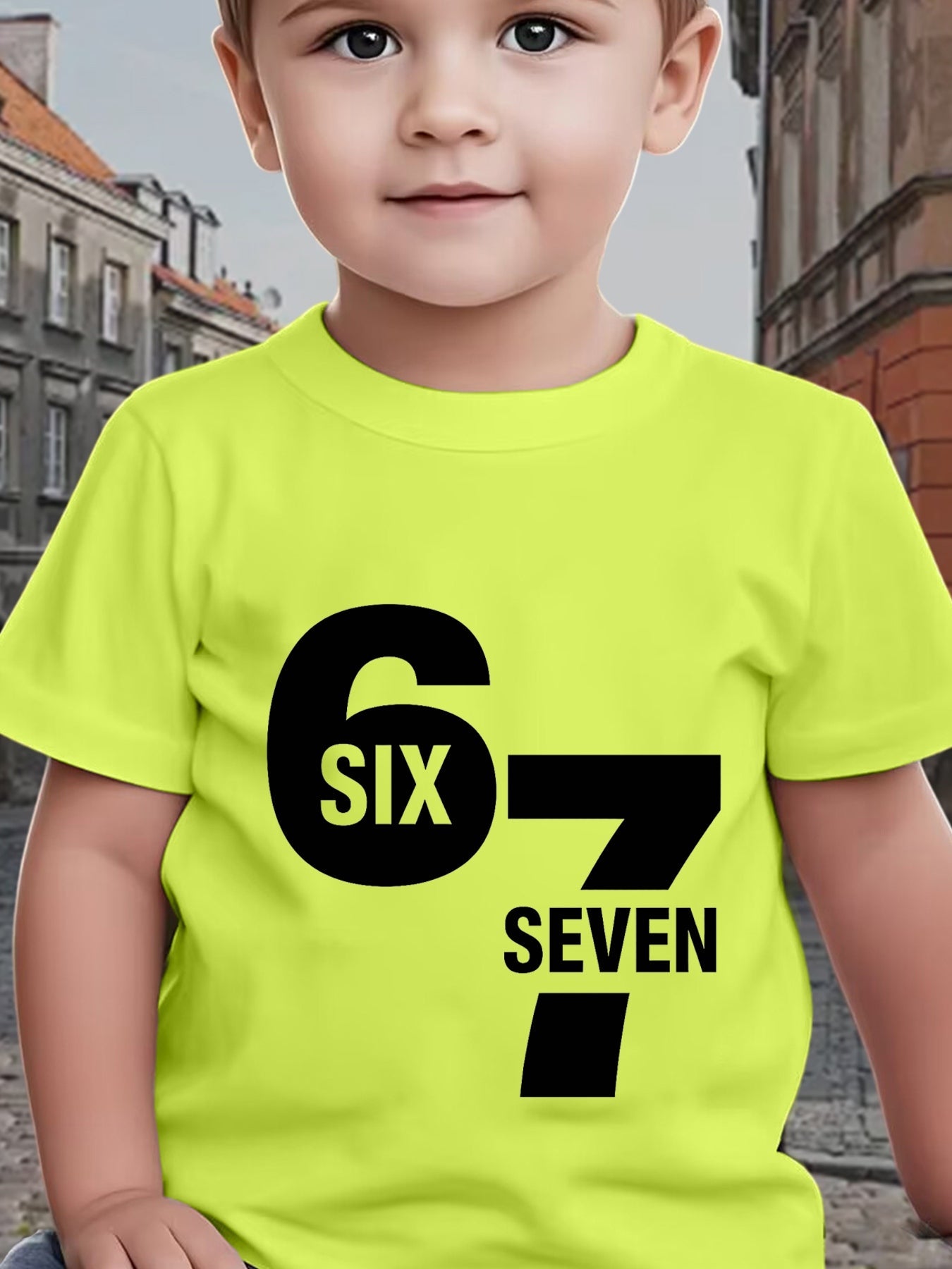 Fashionable O-Neck Short-Sleeve T-Shirt for Boys Featuring The Numbers 'Six Seven' 67, Perfect for Everyday Wear at Home Or During Holidays in Spring And Summer, Affordable for Toddlers