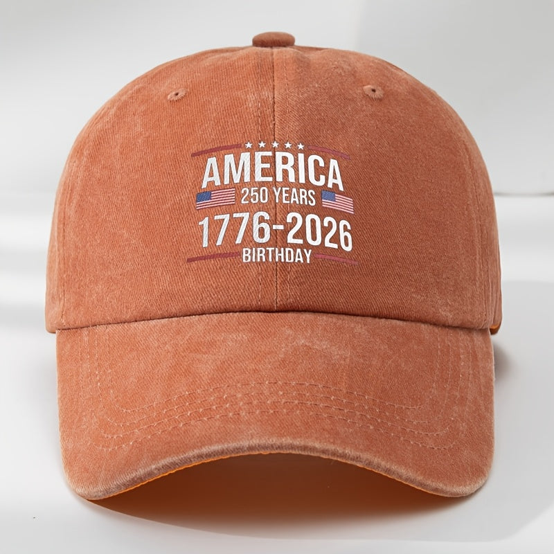 Patriotic 250th Anniversary Baseball Cap - Adjustable Snapback, Lightweight & Breathable Polyester, Black with Red, White & Blue American Flag Design, Perfect for Outdoor Travel, Camping & Casual Wear, Camping Accessories, America Flag, Hat For Men