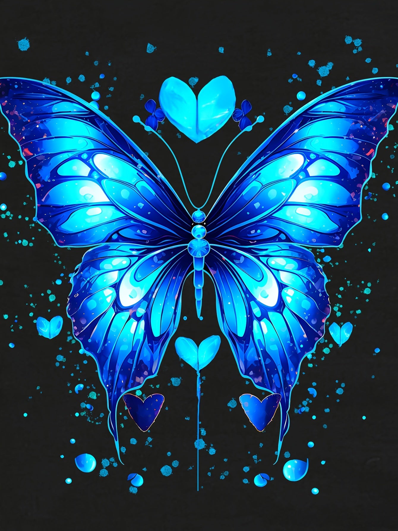 TD61013 Teenage Girls Colorful Pattern Print Beautiful Blue Butterfly Round Neck Summer Trendy Fashion T-shirt