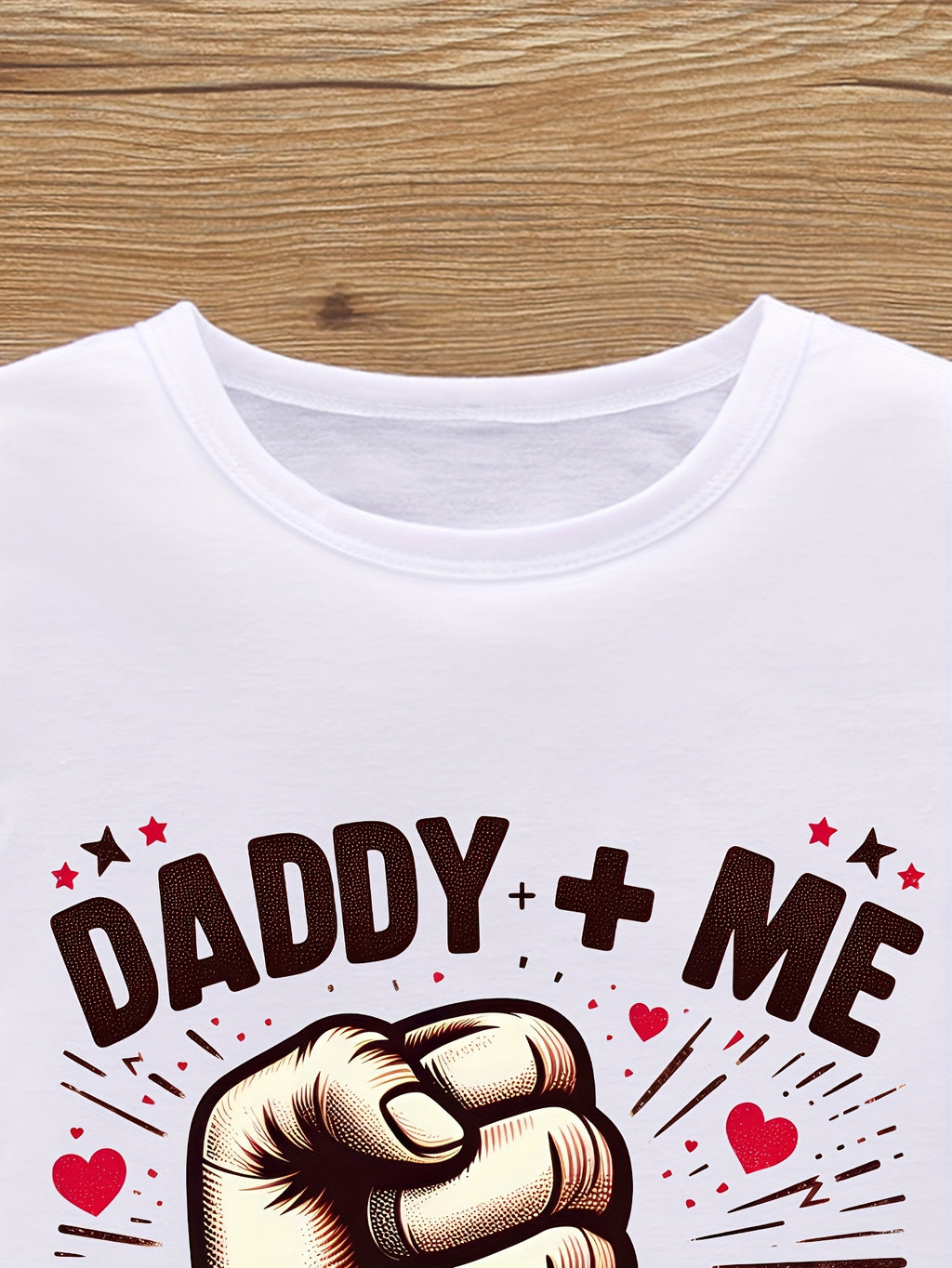 Boy's Casual Round Neck T-Shirt with "DADDY + ME" Fist Print