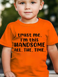Summer Fashion Boys' Short-Sleeve T-Shirt "TRUST ME I'M THIS HANDSOME ALL THE TIME" Letter Print Casual Top DX2891