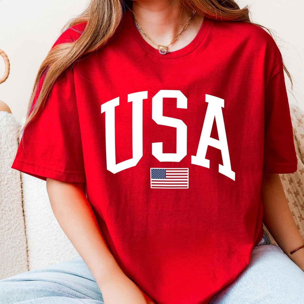 USA Graphic T-Shirt for Men & Women – 4th of July Patriotic American Flag Tee – Soft Cotton Casual Shirt