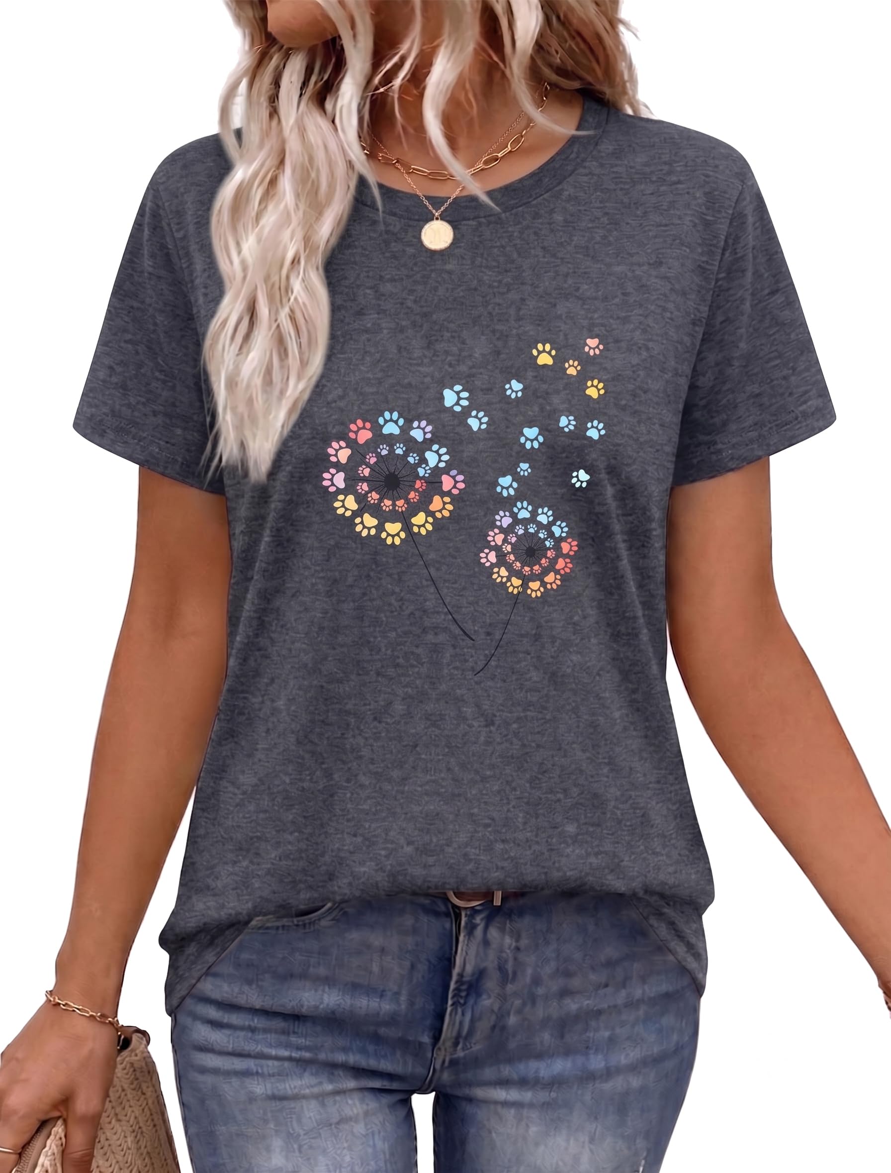 T Shirts for Women Summer Short Sleeve Crewneck Casual Cute Graphic Basic Tees Tops 2026