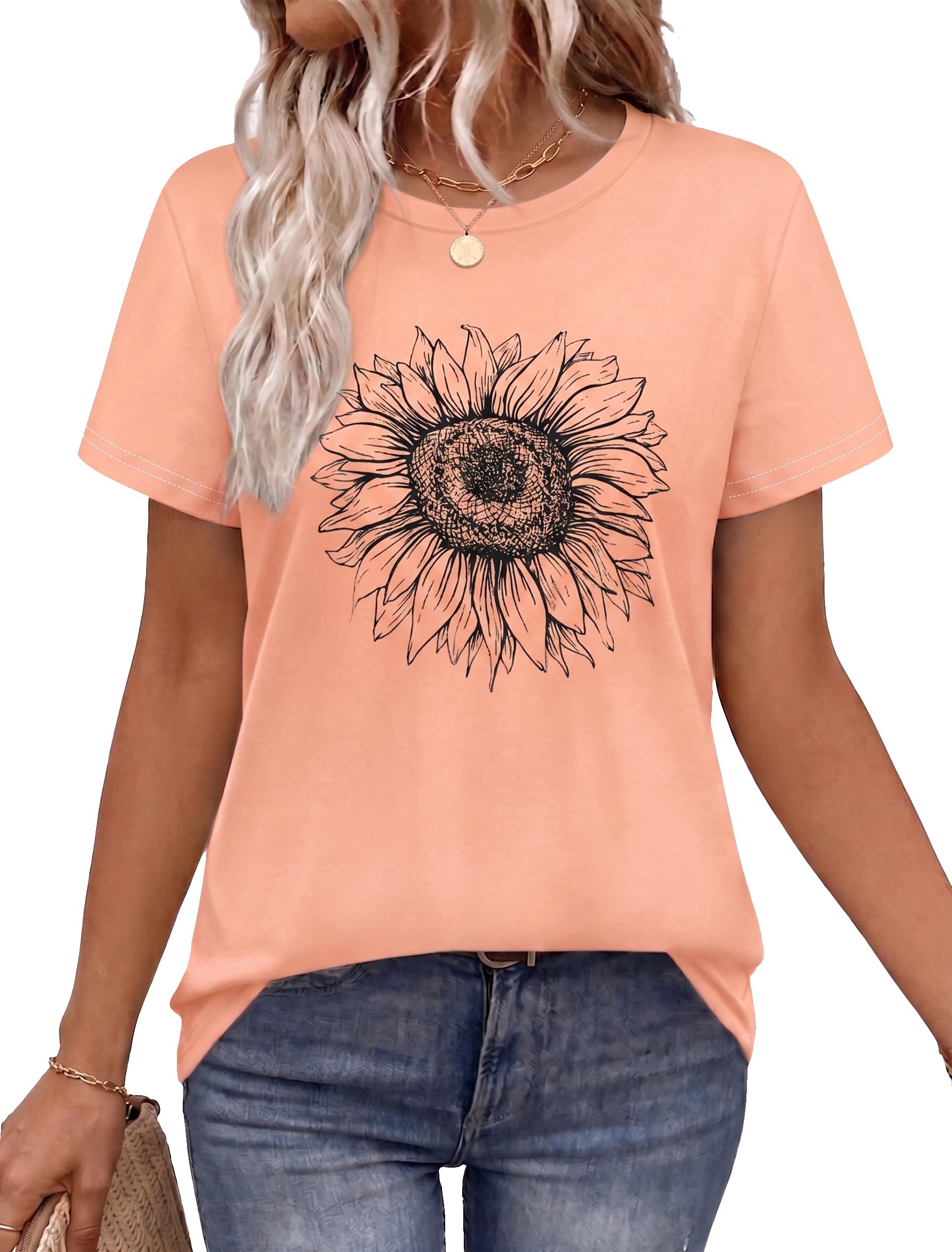 T Shirts for Women Summer Short Sleeve Crewneck Casual Cute Graphic Basic Tees Tops 2026